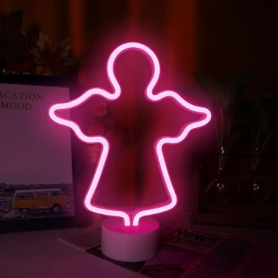 Afbeelding van Engel neonlicht, slaapkamer nachtlampje, led lichtborden aangedreven door batterij/USB, lichtdecoratie voor Kerstmis, verjaardagsfeest, slaapkamer, tafellamp, kindergeschenken