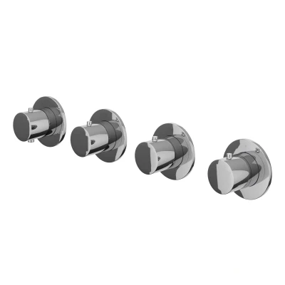 Afbeelding van IVY Bond afbouwdeel inbouwthermostaat 3 stopkranen symmetry Chroom Tijdloze uitstraling