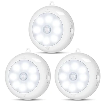 Afbeelding van BLS Bewegingssensorlicht voor binnen, AA83 AA verlichting op batterijen, onder kastverlichting, batterij ledlicht, zelfklevende draadloze pucklampen hal, trap, kelder, keuken (3
