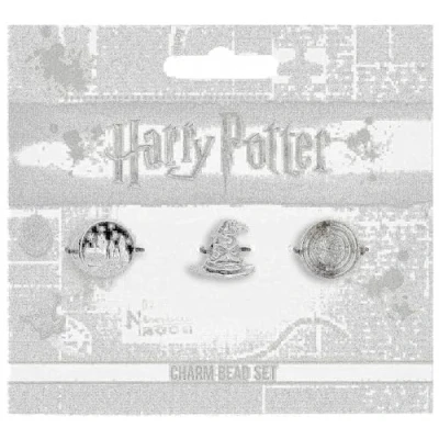 Afbeelding van The Carat Shop Harry Potter: Set van 3 spacerkralen Hogwart&#039;s Castle, sorteerhoed, Time Turner