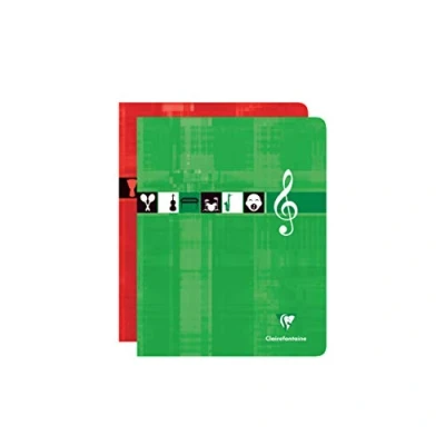 Afbeelding van Clairefontaine 63797AMZC Set van 2 Geniet Muziek en lied Schriften 17x22 cm 56 Grote Ruiten Pagina&#039;s + Gelijnd notenbalken 90g wit Papier Gelamineerde karton kaft in willekeurige kleuren