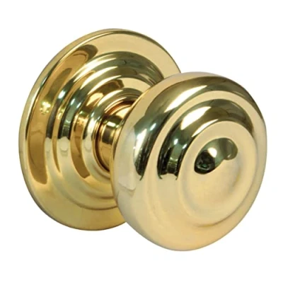 Afbeelding van Amig Messing deurknop Stalen basis Greepdiameter 70 mm Inclusief schroef en bevestigingsmoer Ideaal voor toegangsdeuren Uitvoering: goud