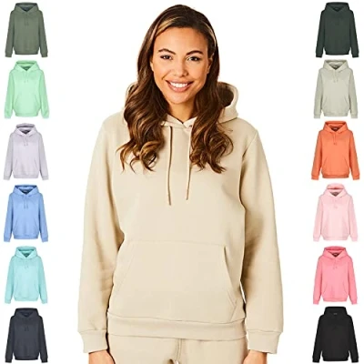 Afbeelding van Light &amp; Shade LSLSWT005 Super Soft Touch Loungewear Hooded Sweatshirt Top voor Vrouwen, Zand, M