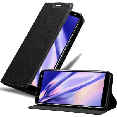 Afbeelding van Cadorabo Hoesje geschikt voor LG K40 in ZWARTE NACHT Beschermhoes met magnetische sluiting, standfunctie en kaartvakje Book Case Cover Etui