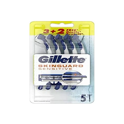 Afbeelding van Gillette SkinGuard Sensitive wegwerpscheerapparaat voor heren, 5 stuks, klinisch getest, de gevoelige huid