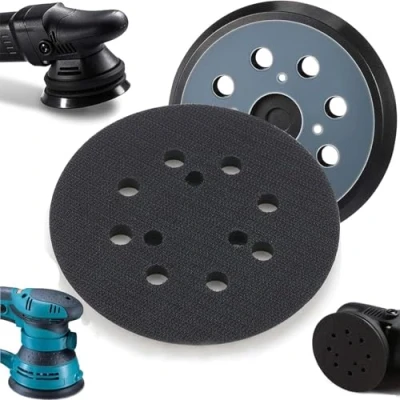Afbeelding van ANBOO 2 vervangende schuurpads met 8 gaten 5 inch, haken en gespen, compatibel Makita BO5010, BO5030K, BO5031K, BO5041K (blauw)