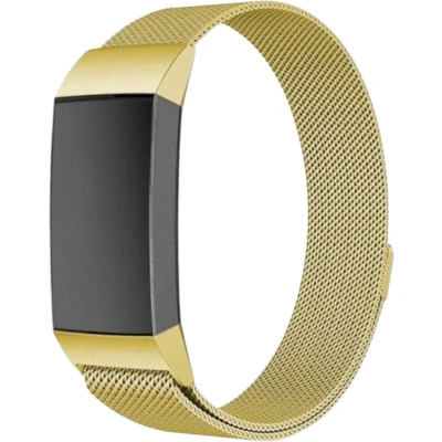 Afbeelding van Fitbit charge 3 &amp; 4 milanese bandje (large) Goud bandjes