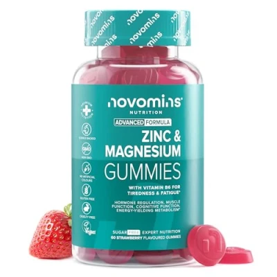 Afbeelding van Novomins Zink &amp; Magnesium Gummies Suikervrij Ondersteunt Spier Botgezondheid, Energie Stofwisseling met Vitamine B6 Hooggedoseerd Zinksupplement Glutenvrij