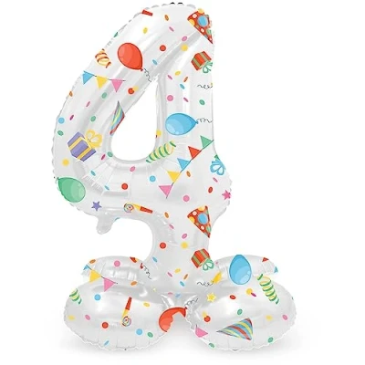 Afbeelding van Folat Staande folieballon Cijfer 4 Joyful Party 41 cm