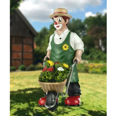 Afbeelding van GILDE Clown Garden glück van kunsthars tuindecoratie figuur en verzamelstuk meerkleurig, 16 cm hoog, 6 breed, 11 diep