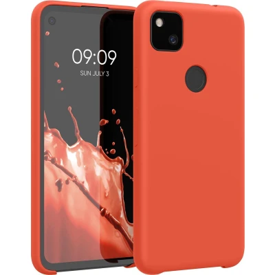 Afbeelding van kwmobile telefoonhoesje geschikt voor Google Pixel 4a Hoesje met siliconen coating Smartphone case in mandarijn oranje