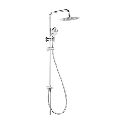 Afbeelding van Ibergrif M20706 Douchesysteem, Douchestang met Hoofddouche en Handdouche, Slang, Verstelbare Stang Steun, Zonder Kraan, Chroom, Zilver