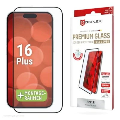 Afbeelding van Displex Premium glas, volledig gepantserd glas (1 Stuk, Apple iPhone 16 Plus), Smartphone beschermfolie, Transparant