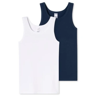 Afbeelding van Schiesser 2PACK Hemd voor kinderen, Maat: 176, Weiss dunkelblau