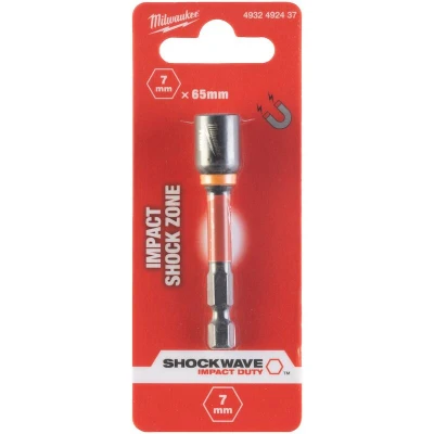 Afbeelding van Milwaukee Nut Driver Mag ShW HEX7 x 65 mm 1 pc Dop SHOCKWAVE™ magnetisch Hex 1/4 7 65mm 4932492437
