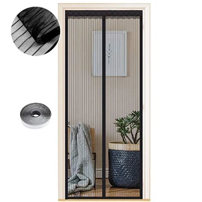 Afbeelding van Magnetisch Vliegengaas, 54 Groottes, 90 x 195cm, Muggennet Hordeur voor Balkondeur, Kelderdeur, Terrasdeur, Automatisch Sluitend, Boren is Niet Nodig, Zwart Strepen