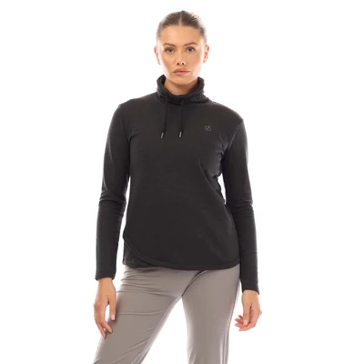Afbeelding van De Dare2B Swoop Luxe sweater outdoortrui dames overhead grote kraag Zwart
