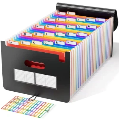 Afbeelding van ABC life A4 Documentenmap, sorteermap, bestandsmap met regenboogkleuren, in accordeonontwerp, formaat, grote capaciteit, waterdicht materiaal, 24 vakken map deksel