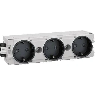Afbeelding van Hager ecoline 3 voudige wandcontactdoos randaarde schuko wandgoot klauw schroef tekstvenster ip20 zwart ral9011 gs30009011