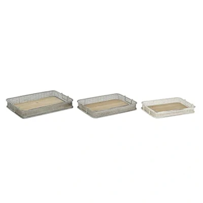 Afbeelding van Set van trays DKD Home Decor 53 x 38 8 cm Metaal Multicolour (3 Stuks)