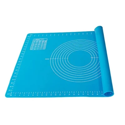 Afbeelding van 1,5 mm dik, 65 x 45 cm, grote bakmat, siliconen, dubbele dikke siliconen mat, antislip anti aanbaklaag, bakonderlegger, deegmat, uitrolmat voor fondant, gebak, pizzamat, blauw