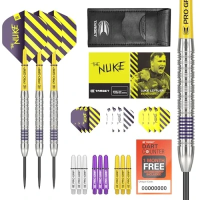 Afbeelding van Target Darts Luke Littler 80% Tungsten Steel Tip Set, 22G Professionele Dart Kit, Pro Grip Shafts, Ultra Flights, Portemonnee Inbegrepen Accessoires Kit