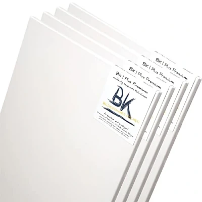Afbeelding van 4 B.K. Plus SCHILDERSDOEKEN op SPIERAAM 100x100 cm 100% katoen canvas brancardframe, klaar om te schilderen met hoogwaardige primer
