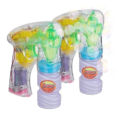 Afbeelding van Relaxdays bellenblaaspistool led set van 2 licht bellenblaas bellenblaasmachine
