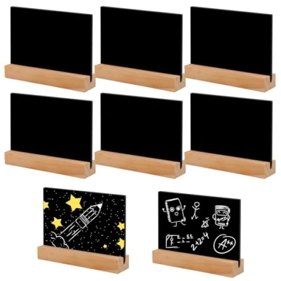 Afbeelding van 8 stuks krijtbord, klein, mini krijtbord met standaard, klein bord om te beschrijven, buffetborden, tafelkaarten voor bruiloft, feest, verjaardag, bar, prijskaartjes, decoratie