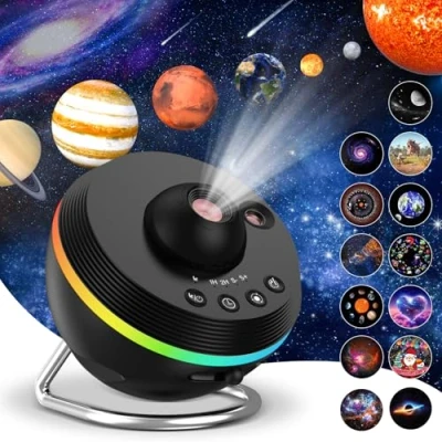 Afbeelding van ALLOMN 13 in 1 melkwegprojector voor slaapkamer, planetarium sterrenprojector met filmschijven en 6 RGB lichteffecten, sterrenhemelprojector, planetarium, nachtlampje timer volwassenen