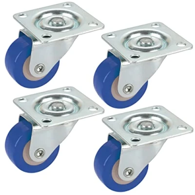Afbeelding van Dörner + Helmer Set zwenkwielen (4x schroeven, 30 x 14 mm, polyurethaan blauw, draagkracht 20 kg/rol) 450126