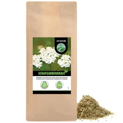 Afbeelding van duizendblad thee, gesneden, zacht gedroogd, kruid 100% puur en natuurlijk voor de bereiding van kruidenthee, thee (1 KG)