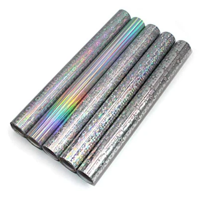 Afbeelding van Set van 5 plakfolie hologram zelfklevende glitter decoratiefolie gekleurde knutselfolie vinyl stickers DIY 100 cm x 33 (zilver gemengd)