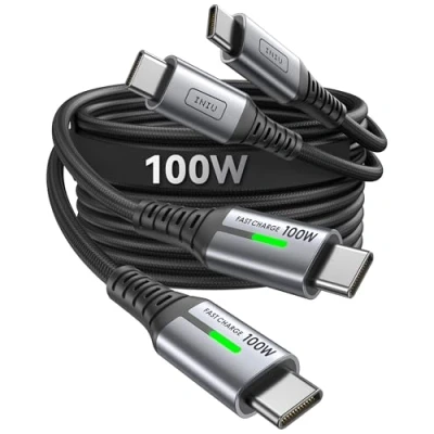 Afbeelding van INIU USB C naar kabel, [3,3ft, 2 pack] Type oplaadkabel voor iPhone 16 15 Pro Max Samsung Galaxy S23 S22 S21 Note 10 MacBook iPad en meer