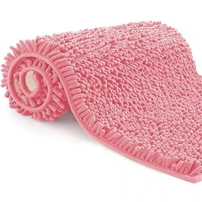 Afbeelding van Poligono Badmat Antislip, Zacht Badmat, Langharige Antislip Badkamer Kleed, voor Douche, Bad, 40x60cm, Roos