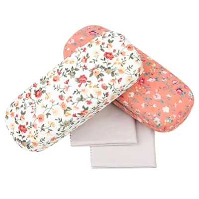 Afbeelding van 2 Fabrics brillenetui, Harde Brillenkoker voor Het Opbergen van Brillen, Draagbare Brillenetuis Zonnebrillen Kinderbrillen en Leesbrillen dames, optisch, bedrukt, bloemenmotief