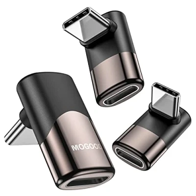 Afbeelding van MOGOOD 90 graden USB C rechte hoek Man naar Female Adapter Extender voor MacBook Pro, iPad Nintendo Switch, Steam Deck accessoires (3 Pack)