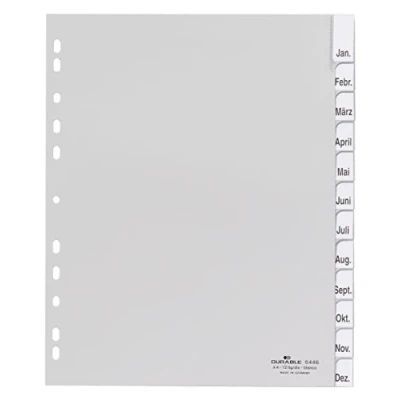 Afbeelding van Durable Tabbladen A4+ 12 delig gelaste tabs PP