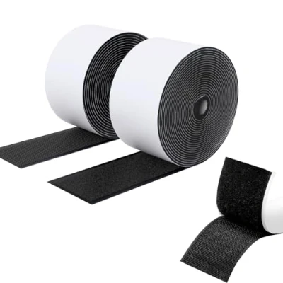 Afbeelding van SUTOUG Klittenband met zelfklevend, 50 mm x 3 m, duurzame haakband en lusband, extra sterke dubbelzijdige klittenbandsluiting, voor binnen buiten, zwart