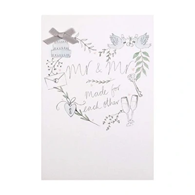 Afbeelding van Hallmark Mr &amp; Wedding Congratitations Card Hedendaags ontwerp met edelstenen en lint bijlagen