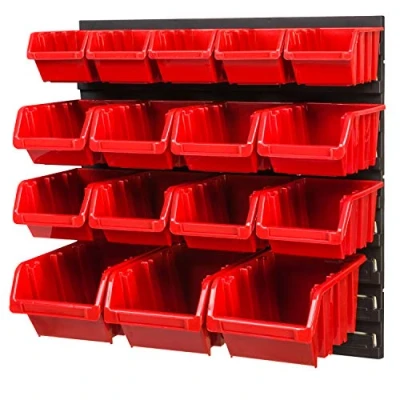 Afbeelding van Opslagsysteem 386 x 390 mm stapelboxen wandrek box opbergbakken opbergsysteem 16 dozen