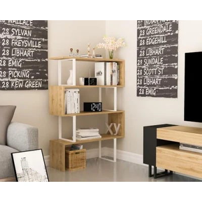 Afbeelding van Usu Boekenkastplank L91,5cm Licht Eiken en Wit Metaal Menzzo