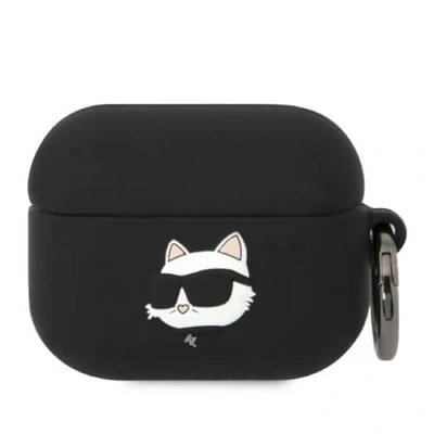 Afbeelding van Karl Lagerfeld KLAPRUNCHK hoesje voor AirPods Pro zwart Siliconen Choupette Head 3D