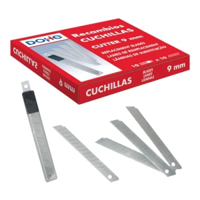 Afbeelding van Dohe Reservemesjes voor cutter met 9 mm (100 stuks) in kunststof etui deksel Kantoormateriaal