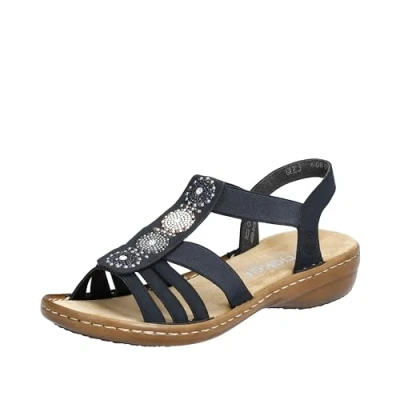 Afbeelding van Rieker dames 608g9 45 sandalen, blauw, 36 EU
