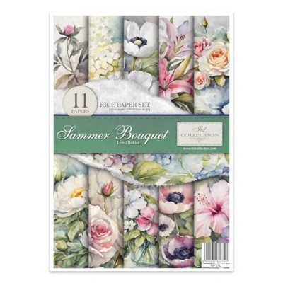 Afbeelding van ITD Collection Rijstpapier voor servettechniek A4 scrapbooking, kaarten maken, kunstdagboek 29,7 x 21 cm Summer Bouquet RP 074