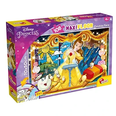 Afbeelding van Lisciani Belle en het Beest Disney Puzzle Df Maxi Floor 108 Stukken Cartoon Scènes 70 x 50 cm Educatief Puzzelspel voor Kinderen vanaf 4 Jaar Gemaakt in Italië