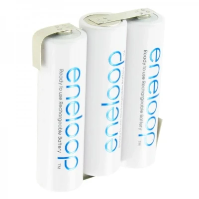 Afbeelding van Panasonic eneloop 3,6 volt batterijpakket AA met soldeerlabels, een capaciteit tot 2000 mAh