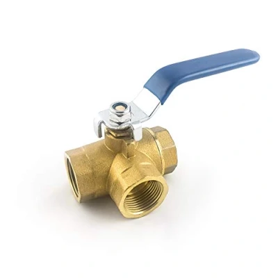 Afbeelding van QWORK® 3 weg kogelkraan (T gat) serie, hefboomgreep, vrouwelijke DN15 1/2&#039;&#039; gesmeed messing