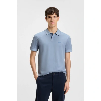 Afbeelding van Hugo Boss polo heren normale fit poloshirt blauw effen 4XL Big &amp; Tall Plus Size